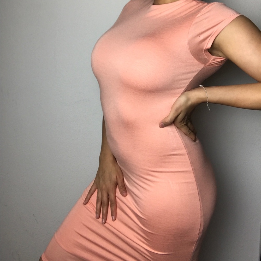 Short sleeve peach maxi dress